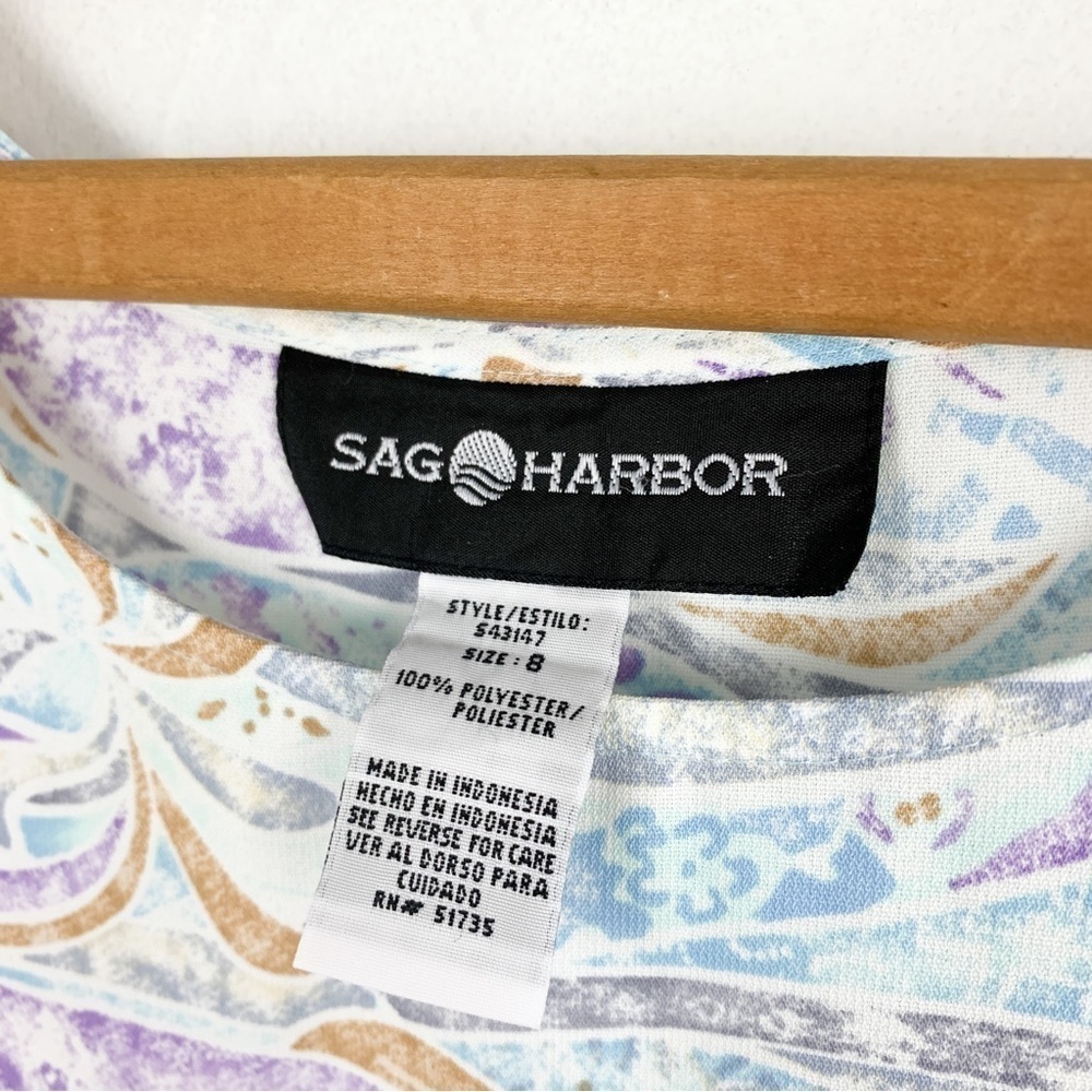 Vintage 90s Sag Harbor Pastel Eclectic Swirl Tie Back Maxi Dress Sz 8 - Picture 5 of 5